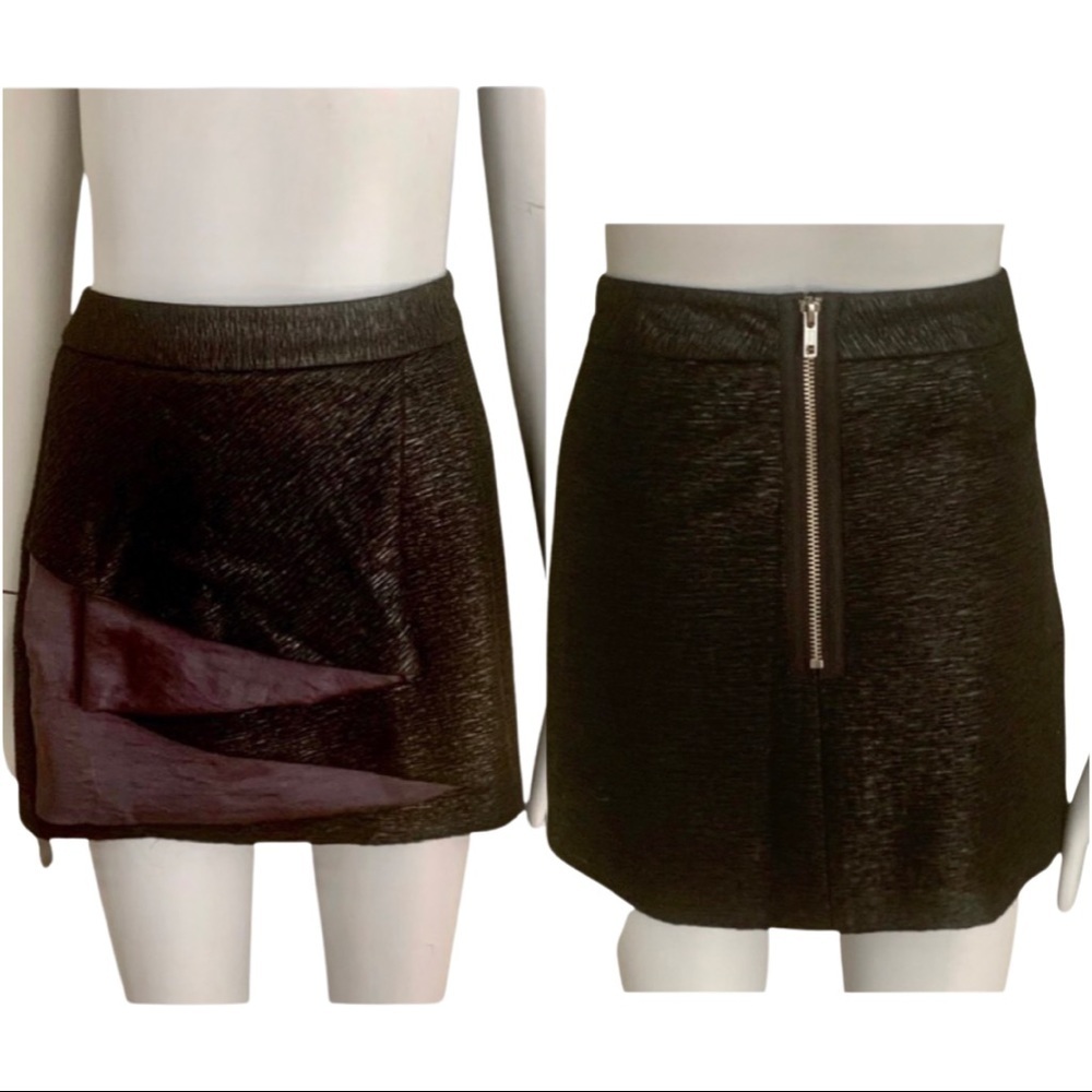 BCBGENERATION Black Shimmer Zip Mini Skirt Party Date Night